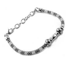 Stainless Steel White Mesh Bracelet with Clear Jeweled Beads